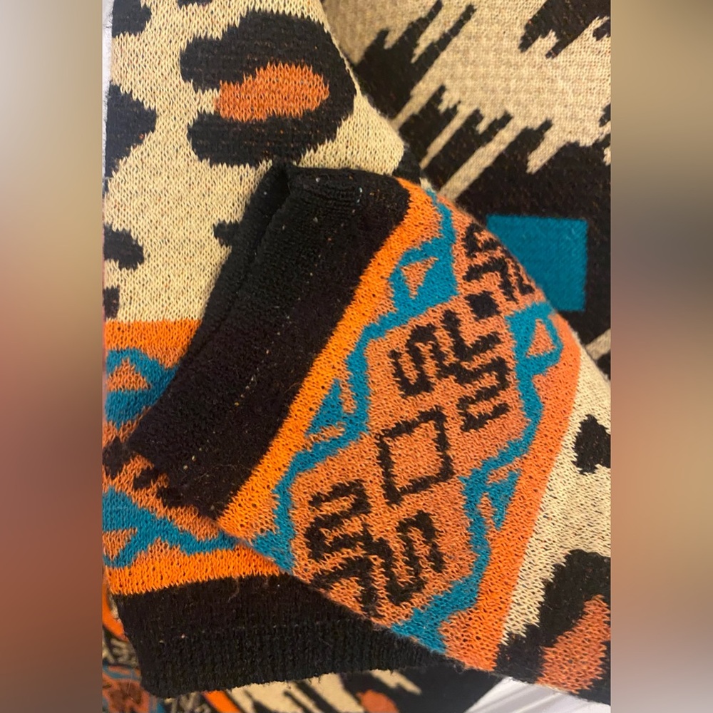 Flying Tomato Sweater Dress Sz M Aztec/Animal Print 3/4 Sleeves - Picture 4 of 5